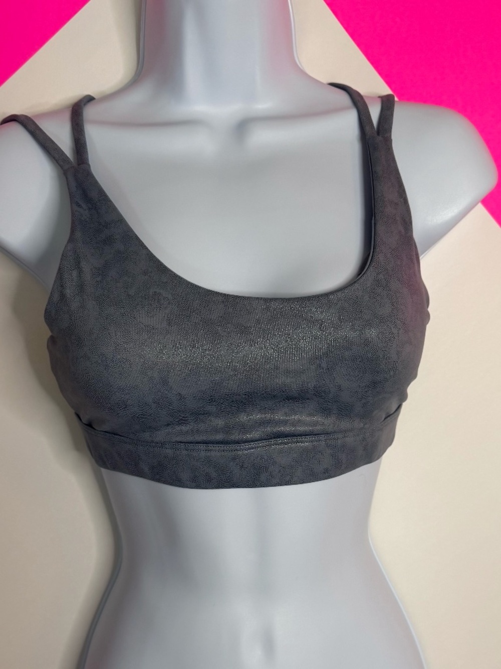 ZYIA Gray Shimmer Strappy Sports Bra XS